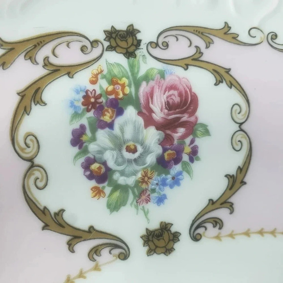 Vintage Schirnding Bavaria Porcelain Peint A La Main T.Limoges Pink Floral Dish. - Picture 3 of 9